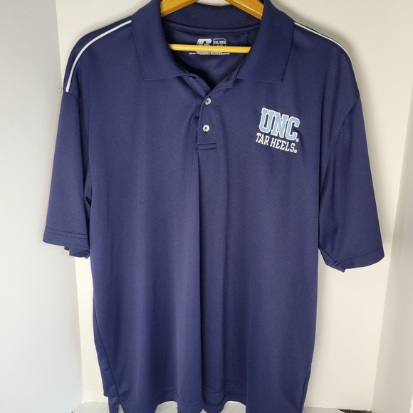Russell Athletic Other - Russell UNC Tar Heels Polo Shirt Mens 2XL Navy Blue Short Sleeve Performance